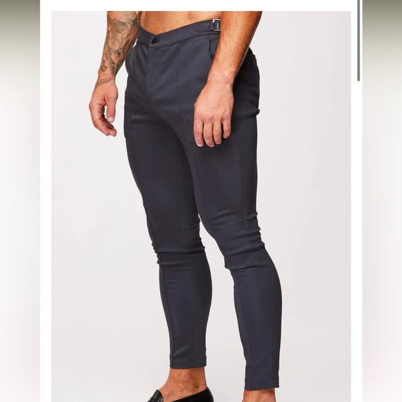 Brand new: legend London: PLAIN STRETCH TROUSER W/ SIDE CINCH - GREY 28” - Picture 2 of 9